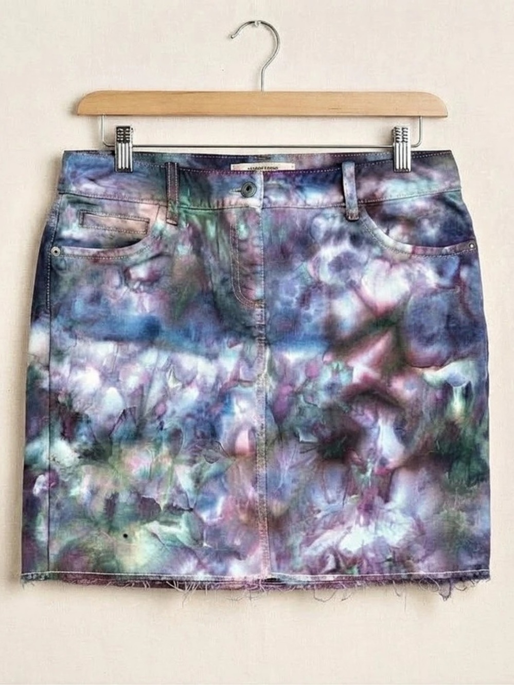 Ice Dyed LOFT Denim Mini Skirt